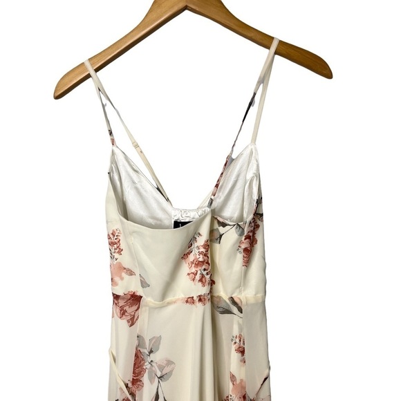Lulus Wrap Macy Dress Elegantly Inclined Cream Floral Print Size Medium - Picture 5 of 8